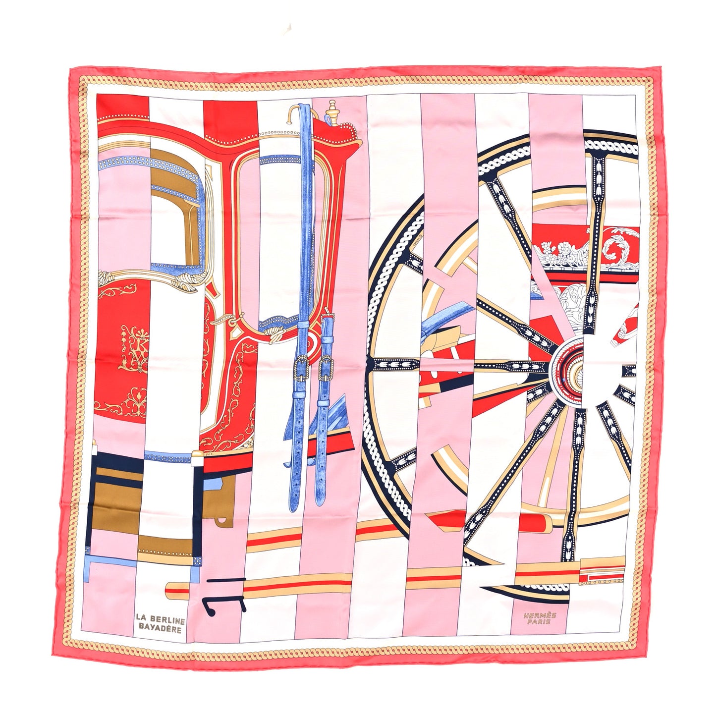 Silk La Berline Bayadere Scarf 90 Vieux Rose Rouge