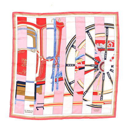 Hermes Silk La Berline Bayadere Scarf 90 Vieux Rose Rouge 1 of 5