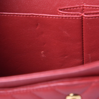 Chanel Lambskin Chevron Quilted Jumbo Double Flap Dark Red 12 of 15