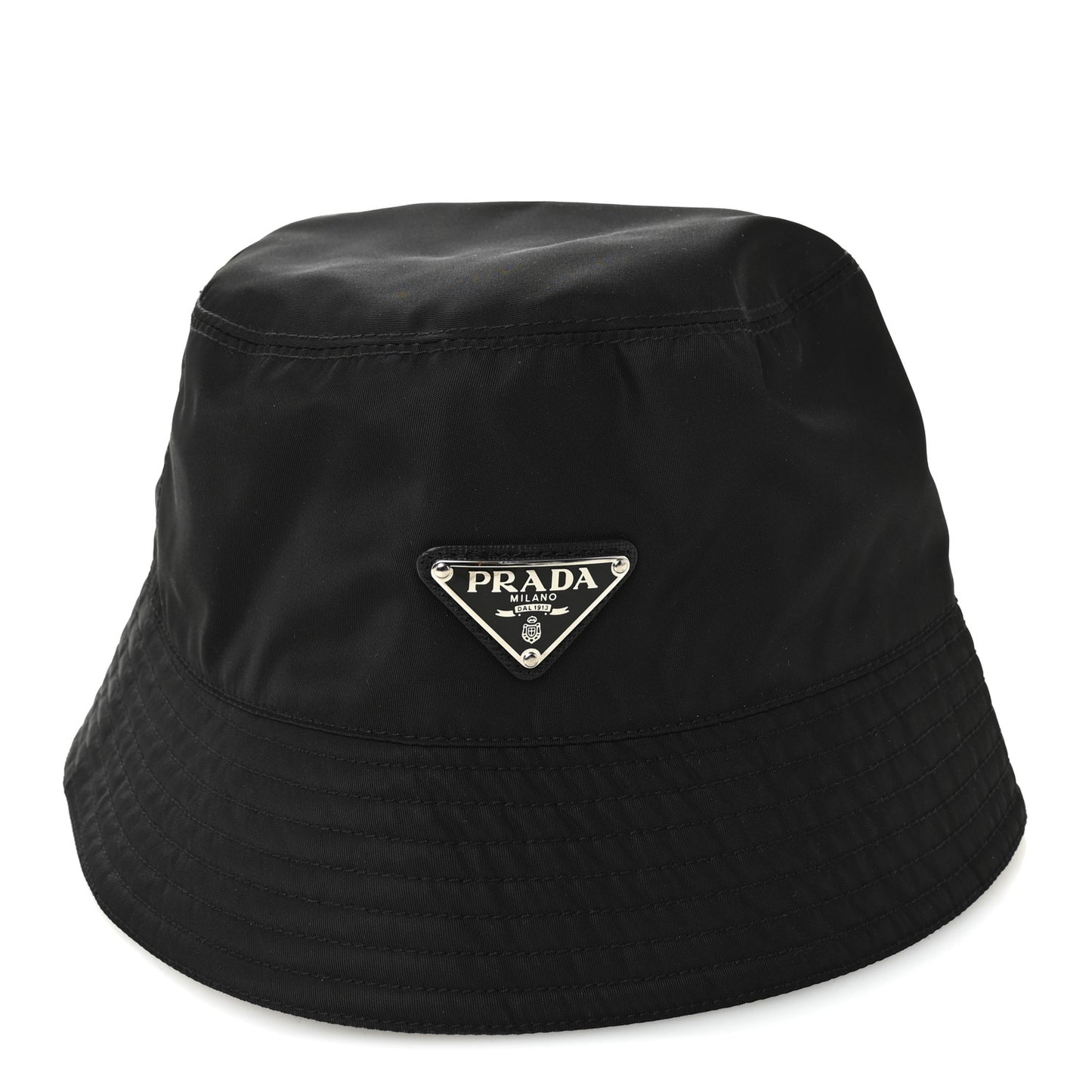 Re-Nylon Metal Triangle Logo Womens Bucket Hat L Black