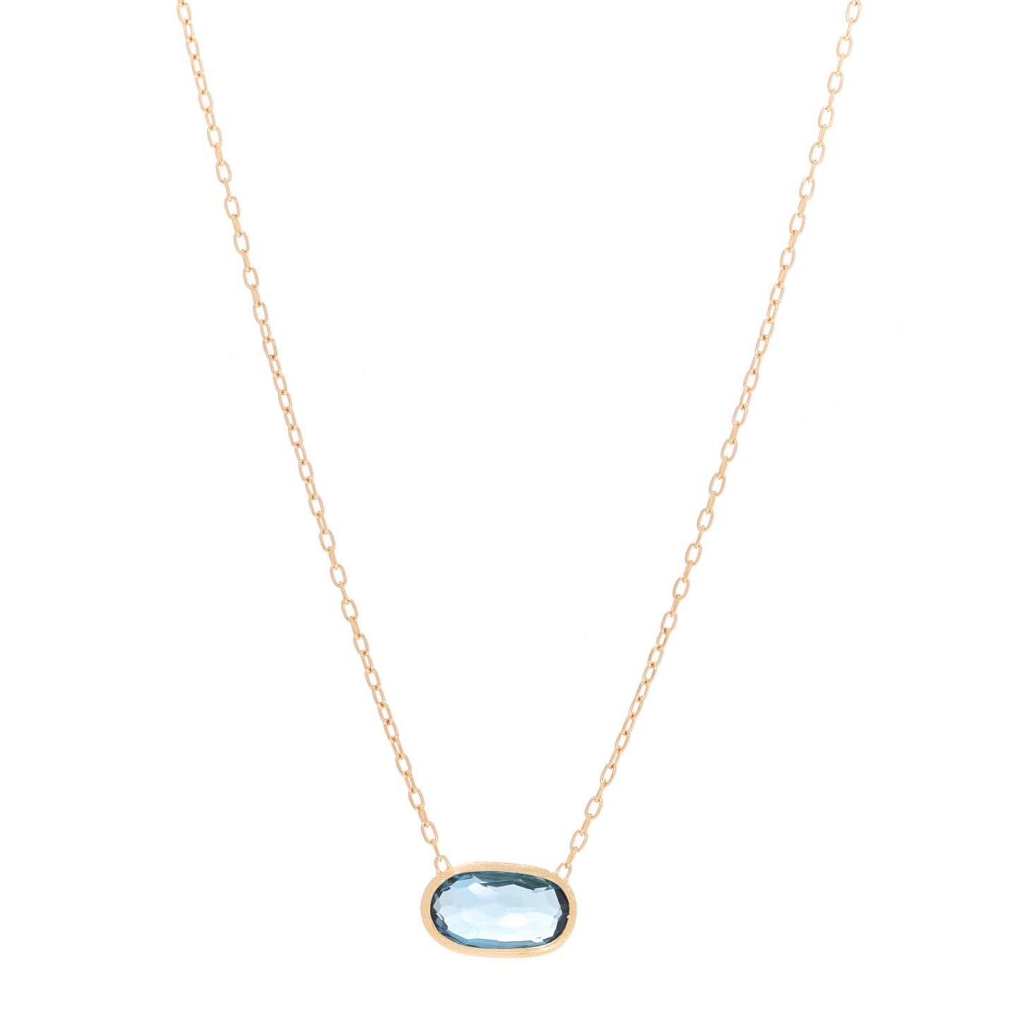 18K Yellow Gold London Blue Topaz Delicati Pendant Necklace