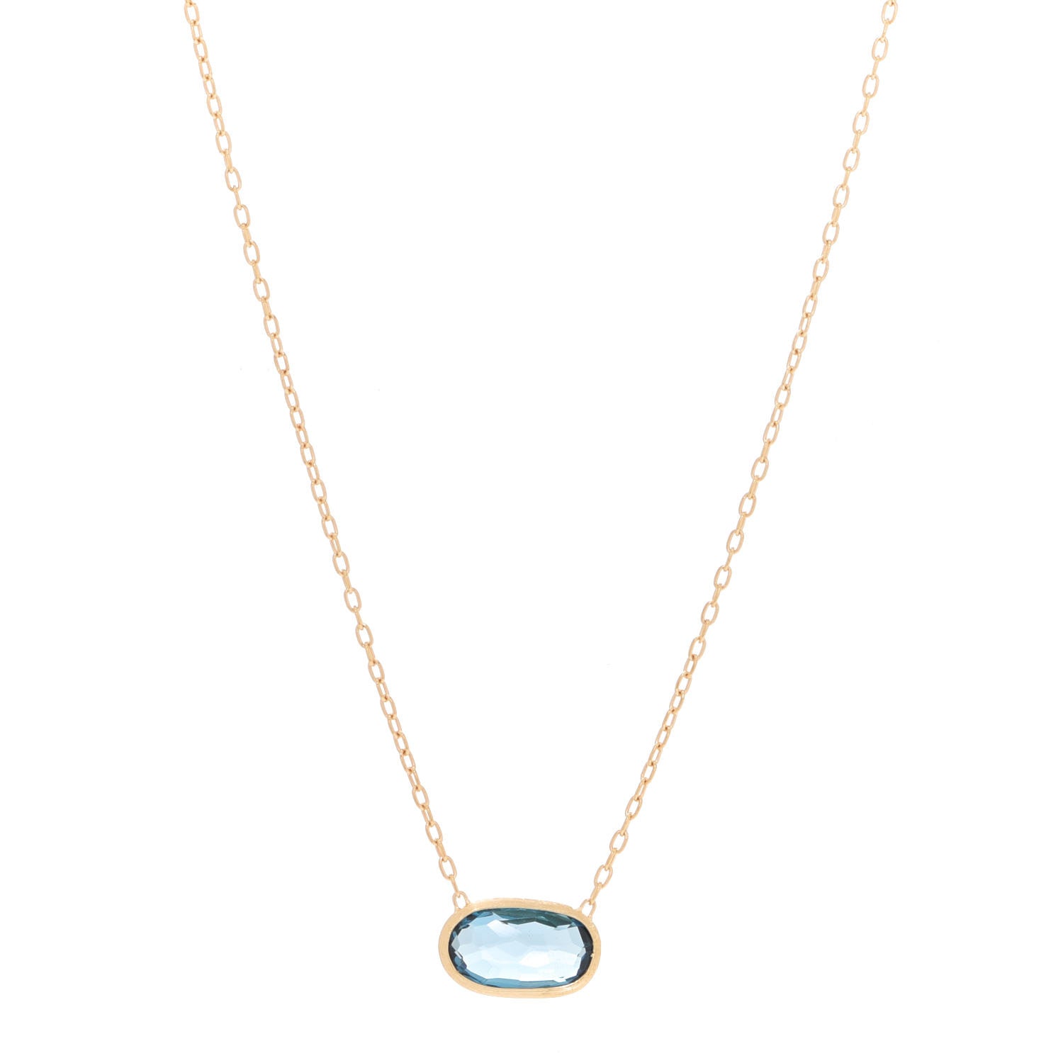 Marco Bicego 18K Yellow Gold London Blue Topaz Delicati Pendant Necklace 1 of 5