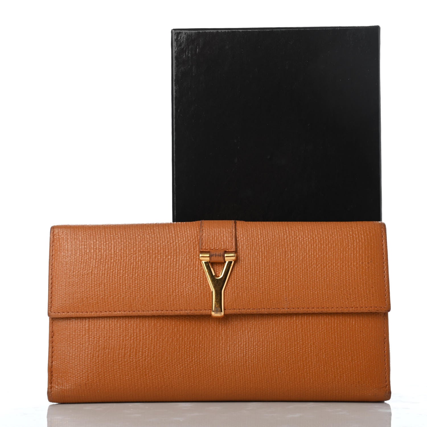 Saint Laurent Textured Calfskin Y Ligne Clutch Tobacco 9 of 9
