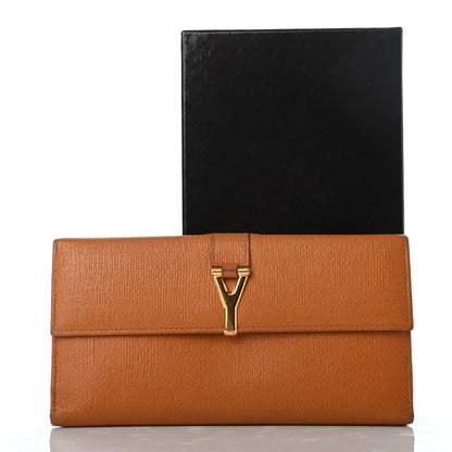 Saint Laurent Textured Calfskin Y Ligne Clutch Tobacco 9 of 9