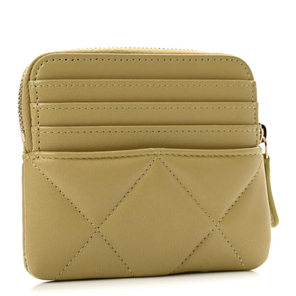 Chanel Lambskin Quilted Chanel 19 Zip Card Holder Wallet Light Green 3 of 7