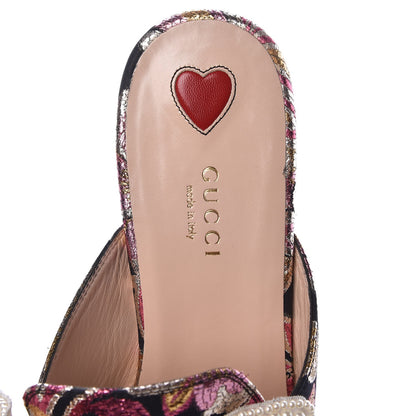 Gucci Iridescent Brocade Pearl Bow Womens Princetown Slippers 40.5 Black Pink 7 of 7