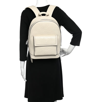 Gucci Calfskin GG Tennis Embossed Backpack Mystic White Black 2 of 11
