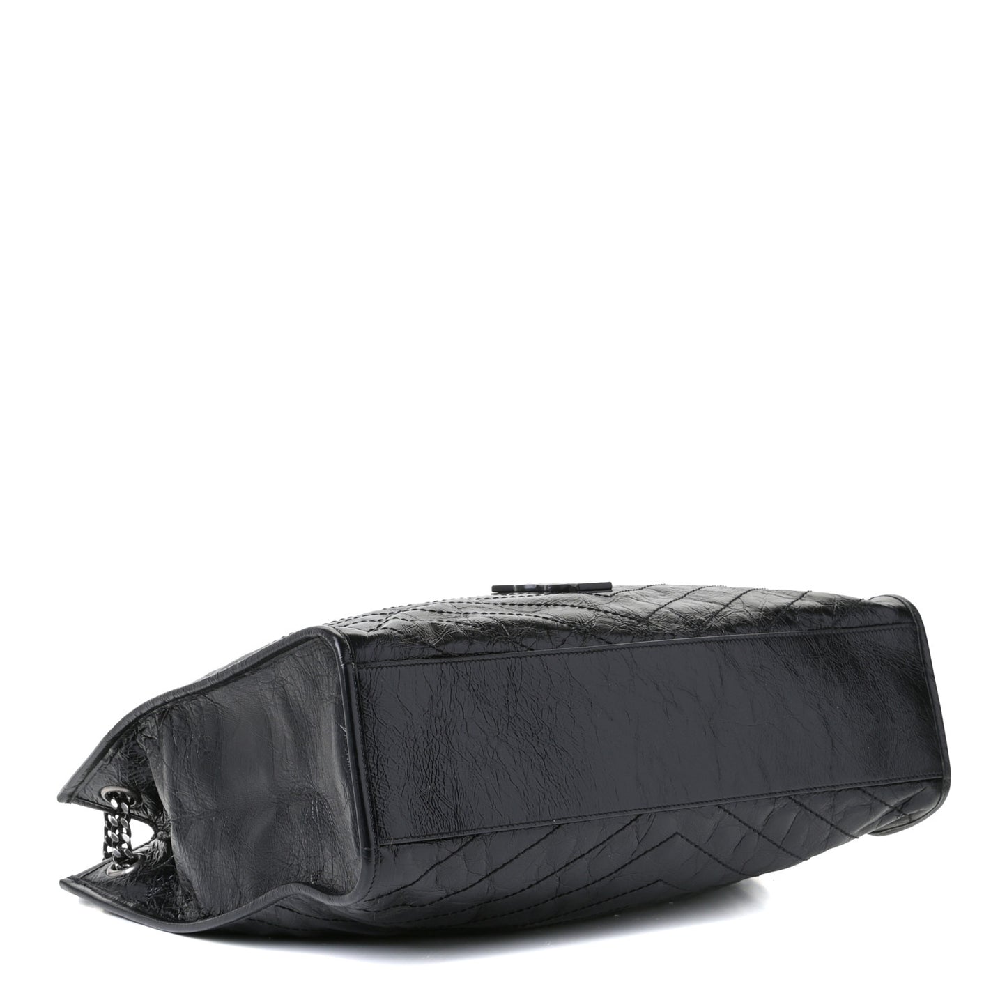 Crinkled Calfskin Matelasse Monogram Niki Shoulder Bag Black