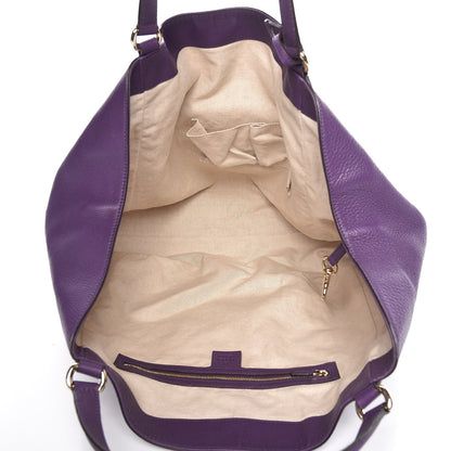 Gucci Pebbled Calfskin Large Soho Shoulder Bag Shine Purple 5 of 16