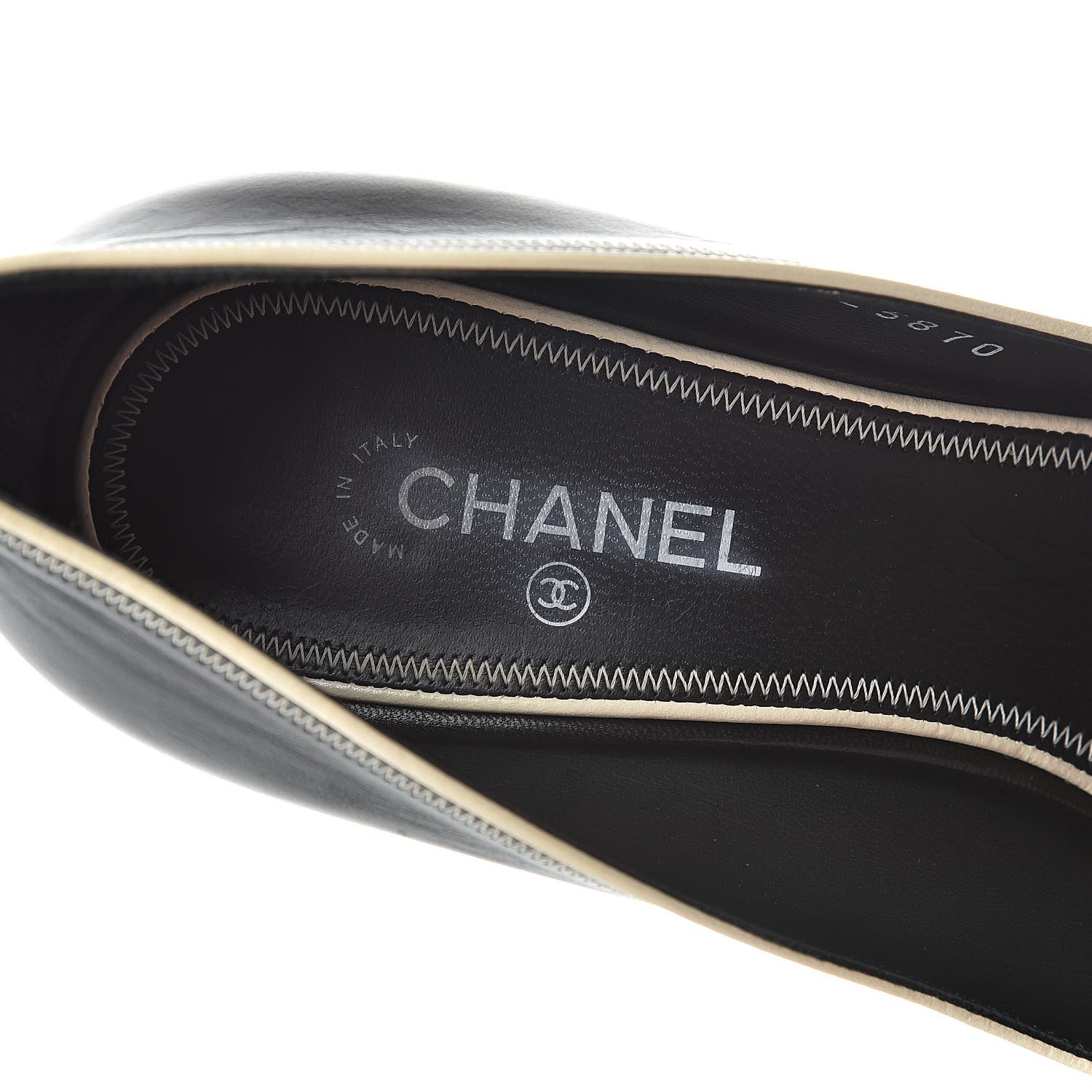 Chanel Lambskin CC Cap Toe Pumps 37 Black White 10 of 13