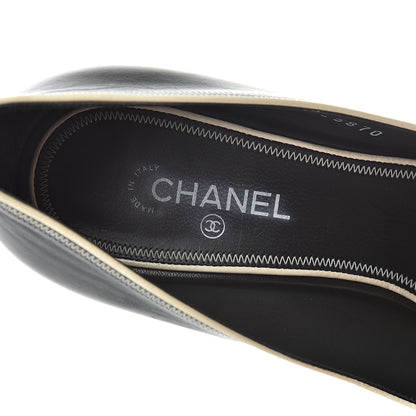 Chanel Lambskin CC Cap Toe Pumps 37 Black White 10 of 13
