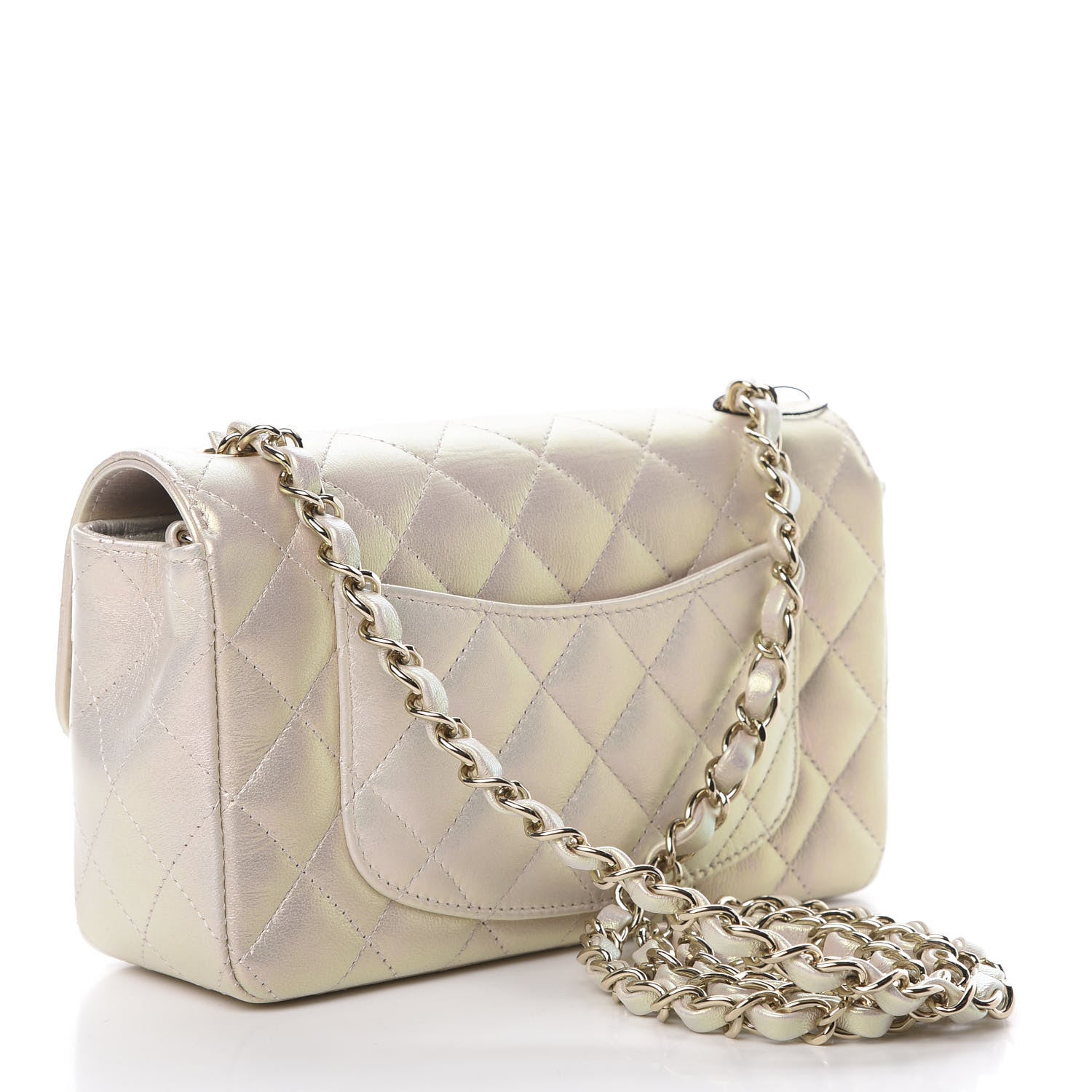 Chanel Iridescent Lambskin Quilted Mini Rectangular Flap Ivory 3 of 11