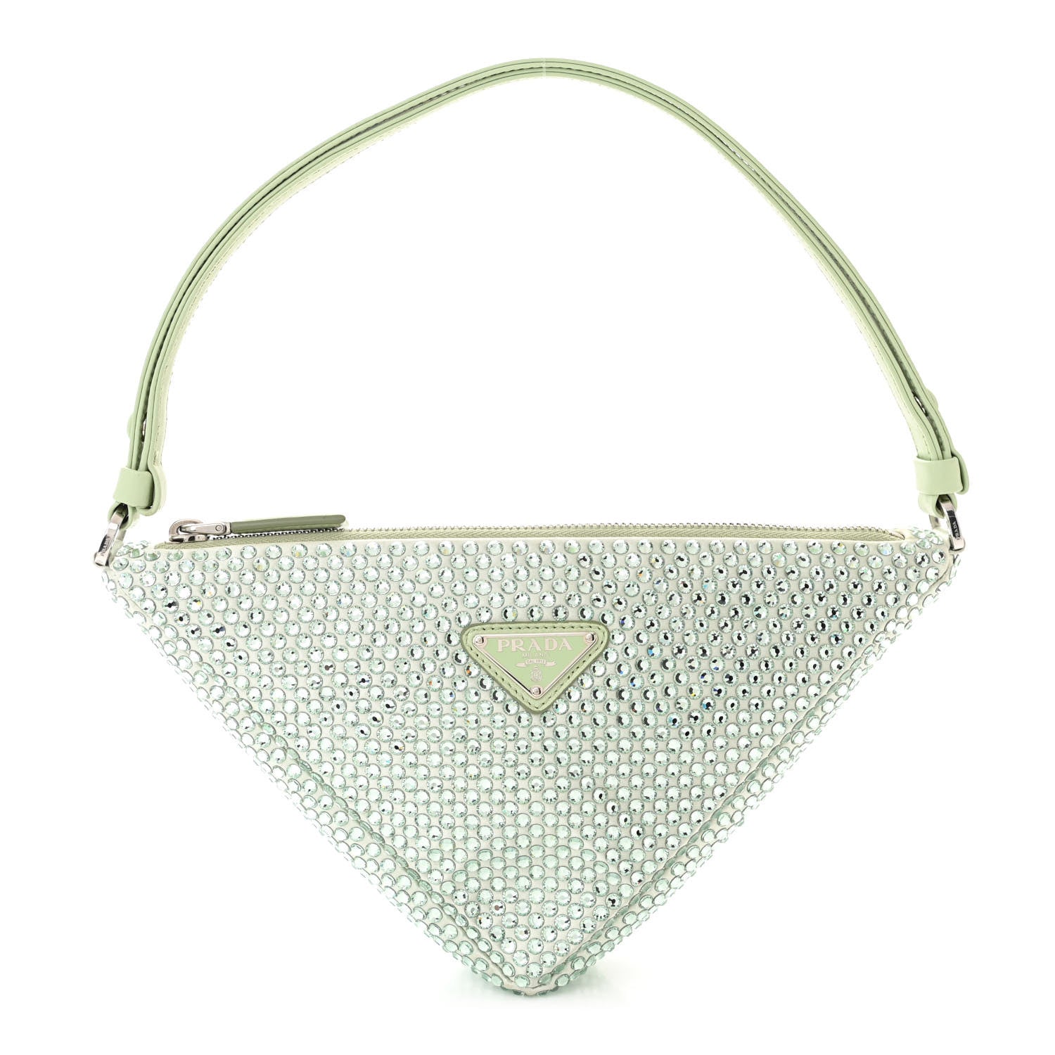 Prada Satin Crystal Triangle Pouch Acqua 1 of 10