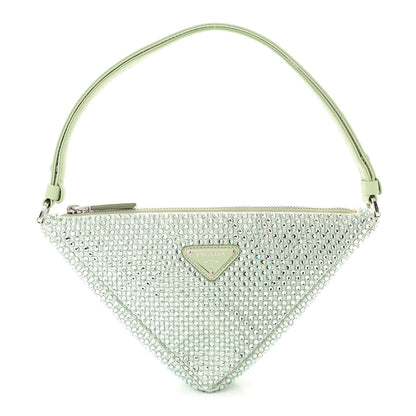 Prada Satin Crystal Triangle Pouch Acqua 1 of 10
