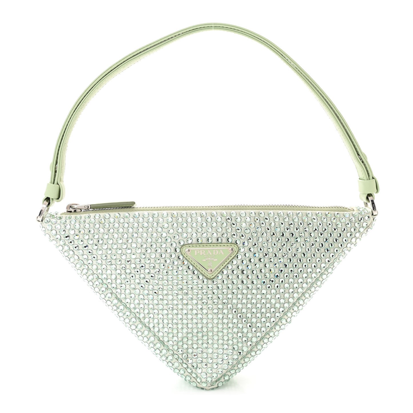 Satin Crystal Triangle Pouch Acqua