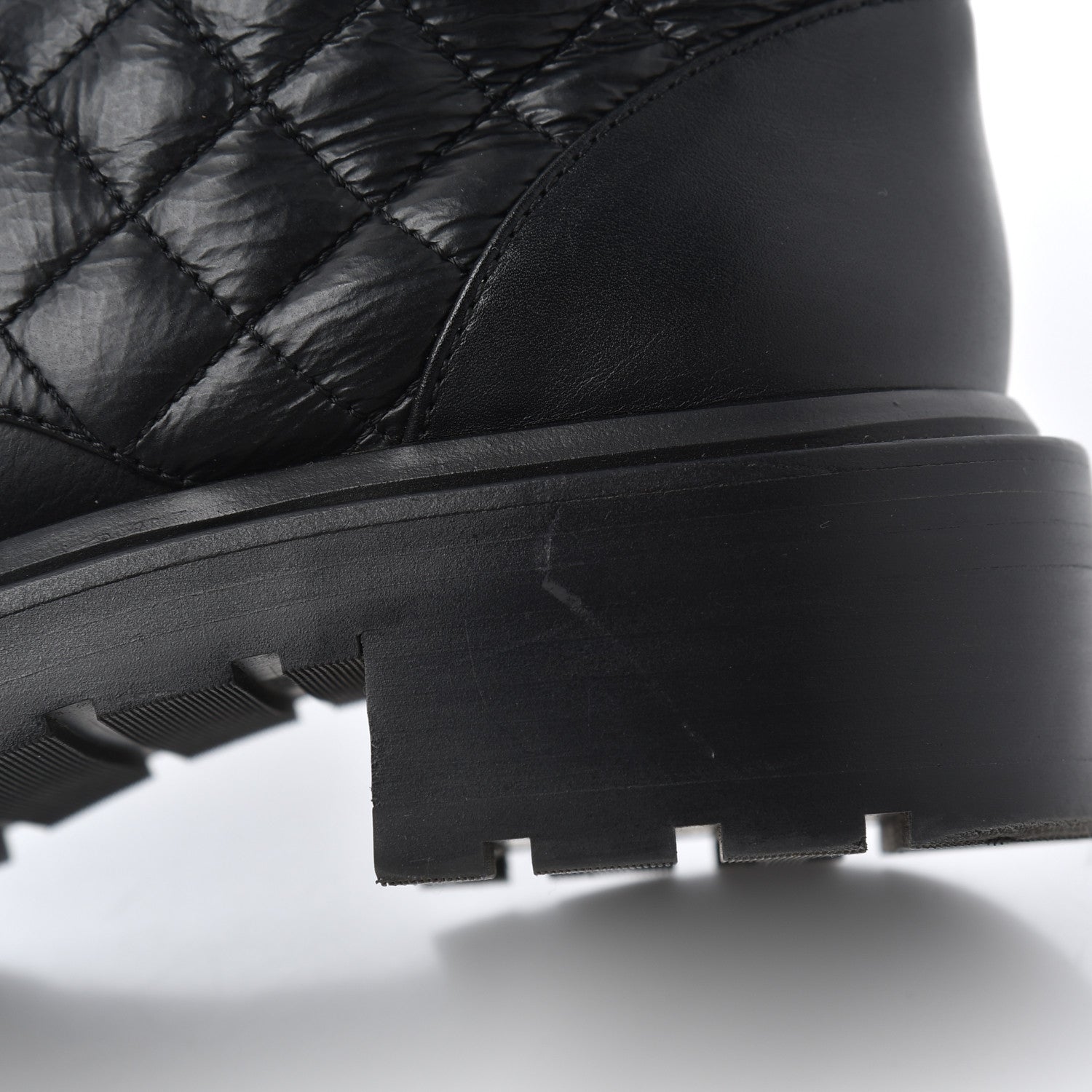 Chanel Shiny Goatskin Calfskin Quilted Lace Up Combat Boots 38.5 Black 12 of 14