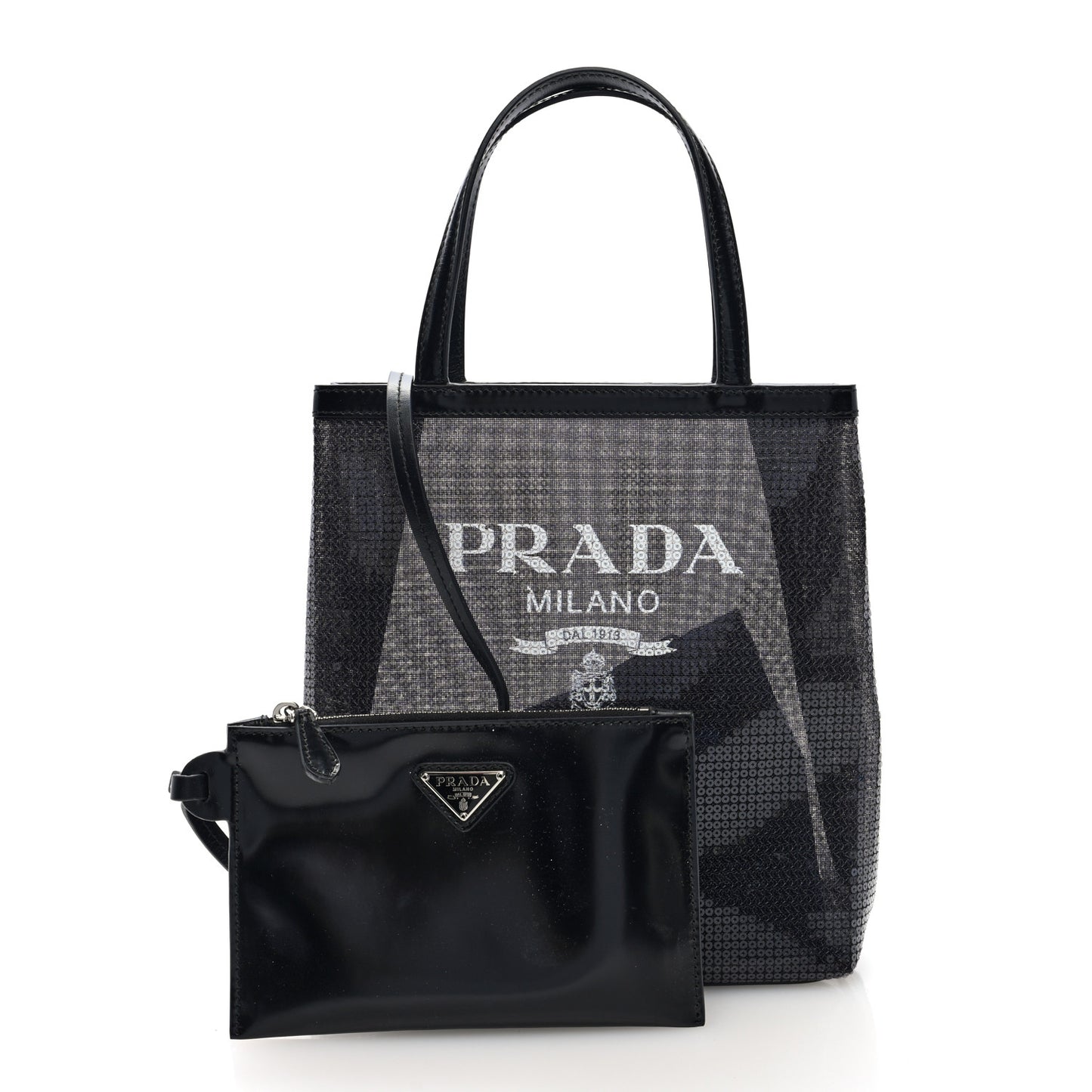 Sequin Rete Paillettes Small Tote Bag Black