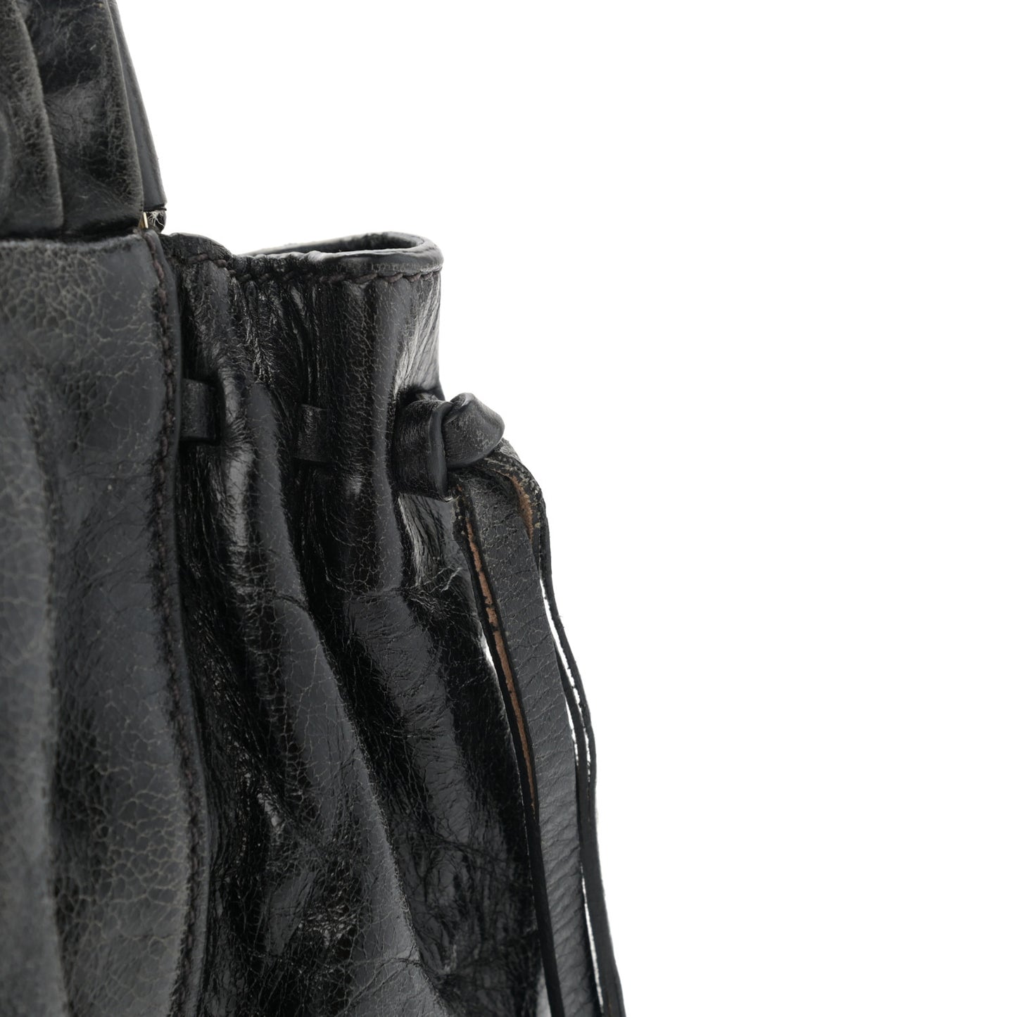 Vitello Lux Gathered Tote Black
