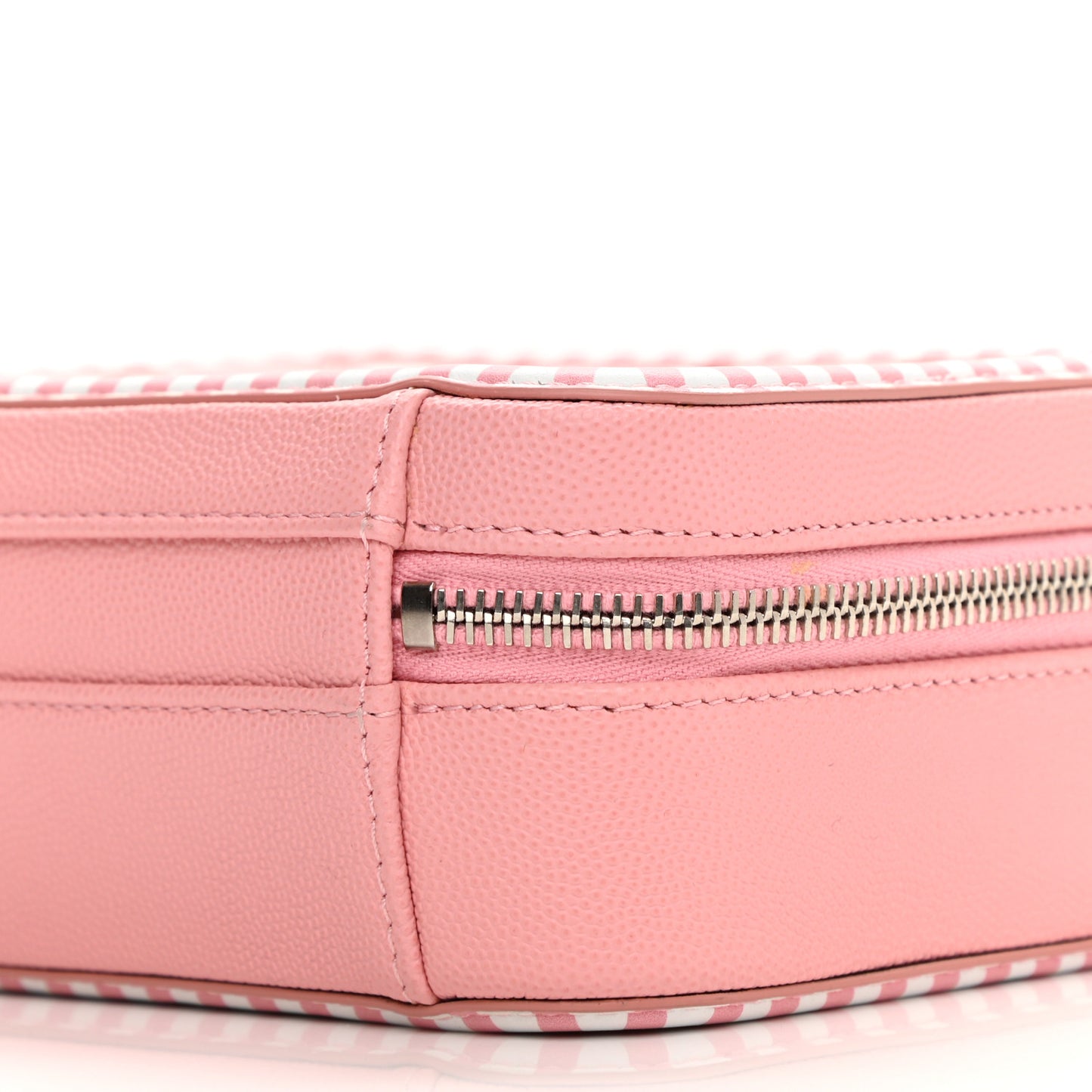 Caviar Quilted Striped Small CC Filigree Vanity Case Pink White