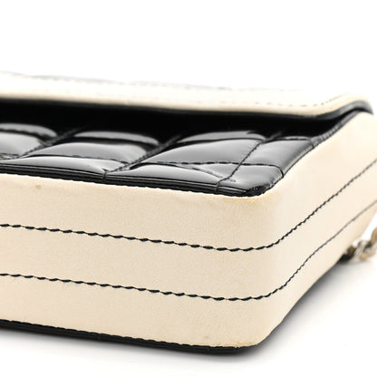 Chanel Patent Lambskin East West Chocolate Bar Flap Black White 10 of 12