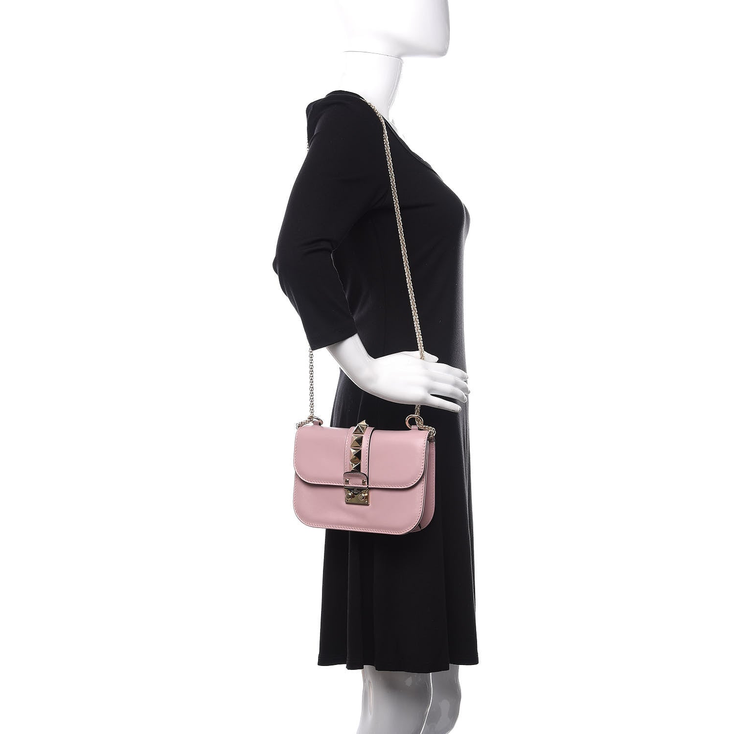 Valentino Garavani Vitello Small Glam Lock Rockstud Flap Water Rose 2 of 9