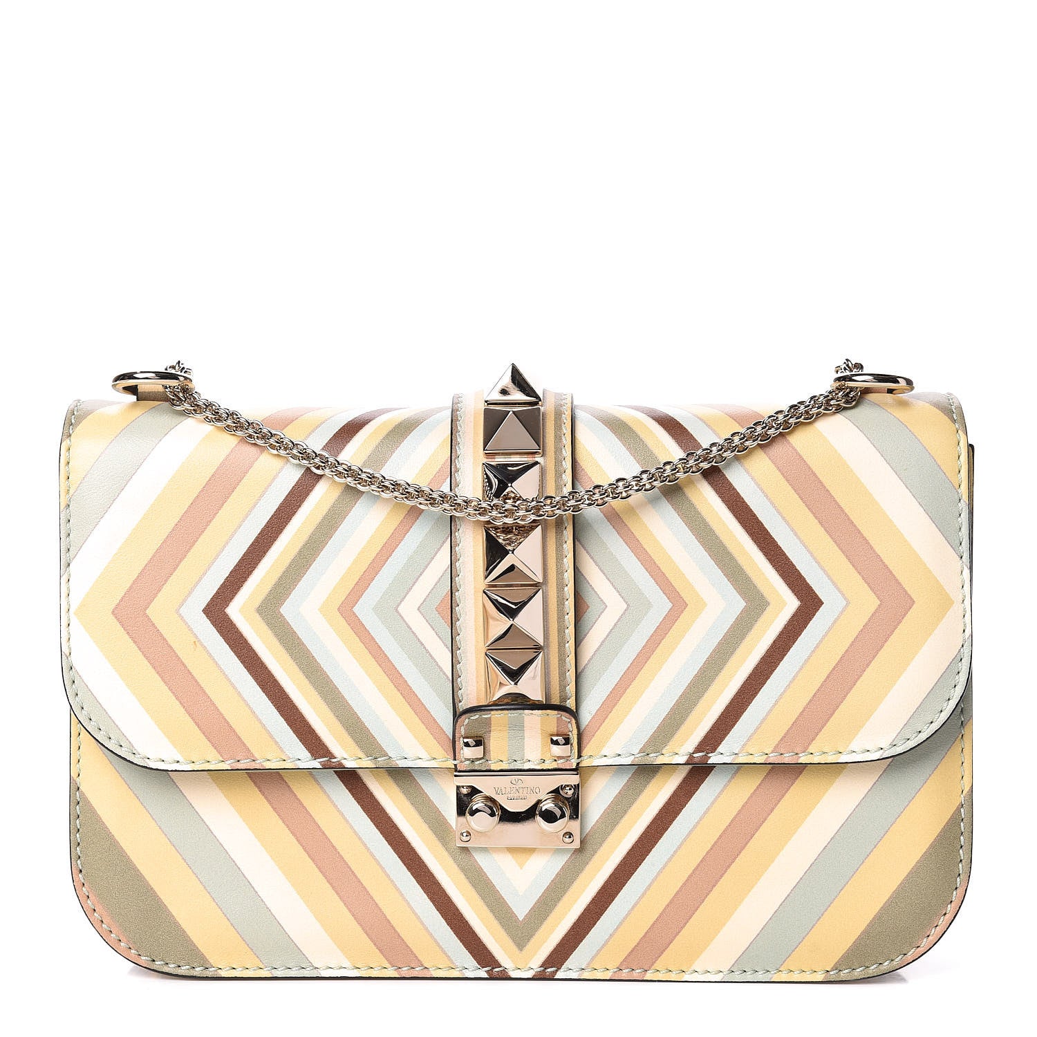 Valentino Garavani Vitello Native Couture 1975 Medium Glam Lock Rockstud Flap Multicolor 1 of 8