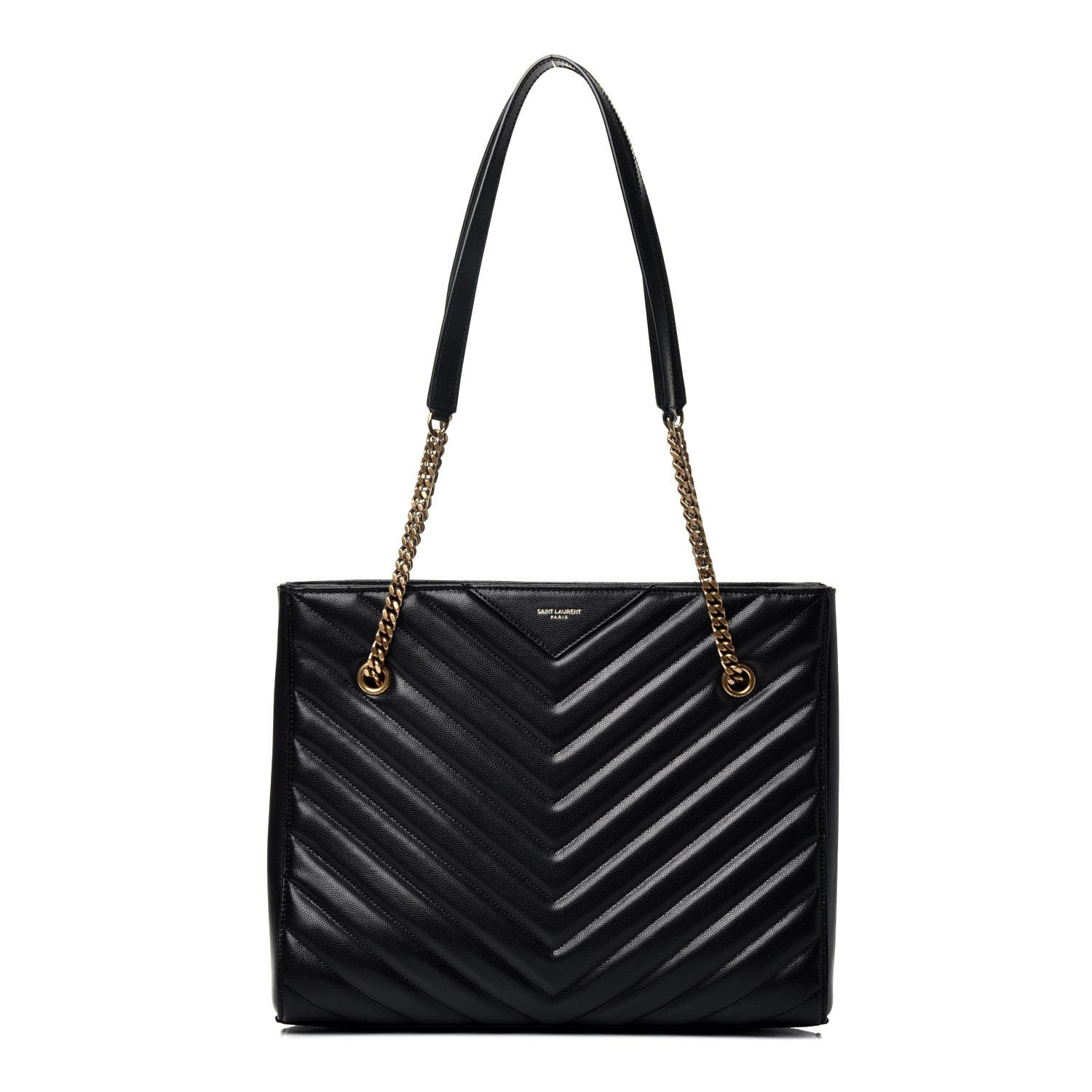 Saint Laurent Grain De Poudre Matelasse Chevron Medium Tribeca Shopping Bag Black 1 of 9