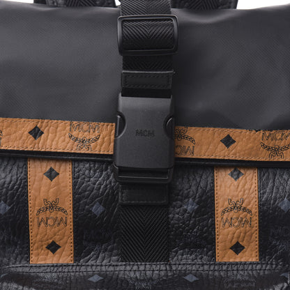 MCM Striped Visetos Roll Top Backpack Black Cognac 10 of 10
