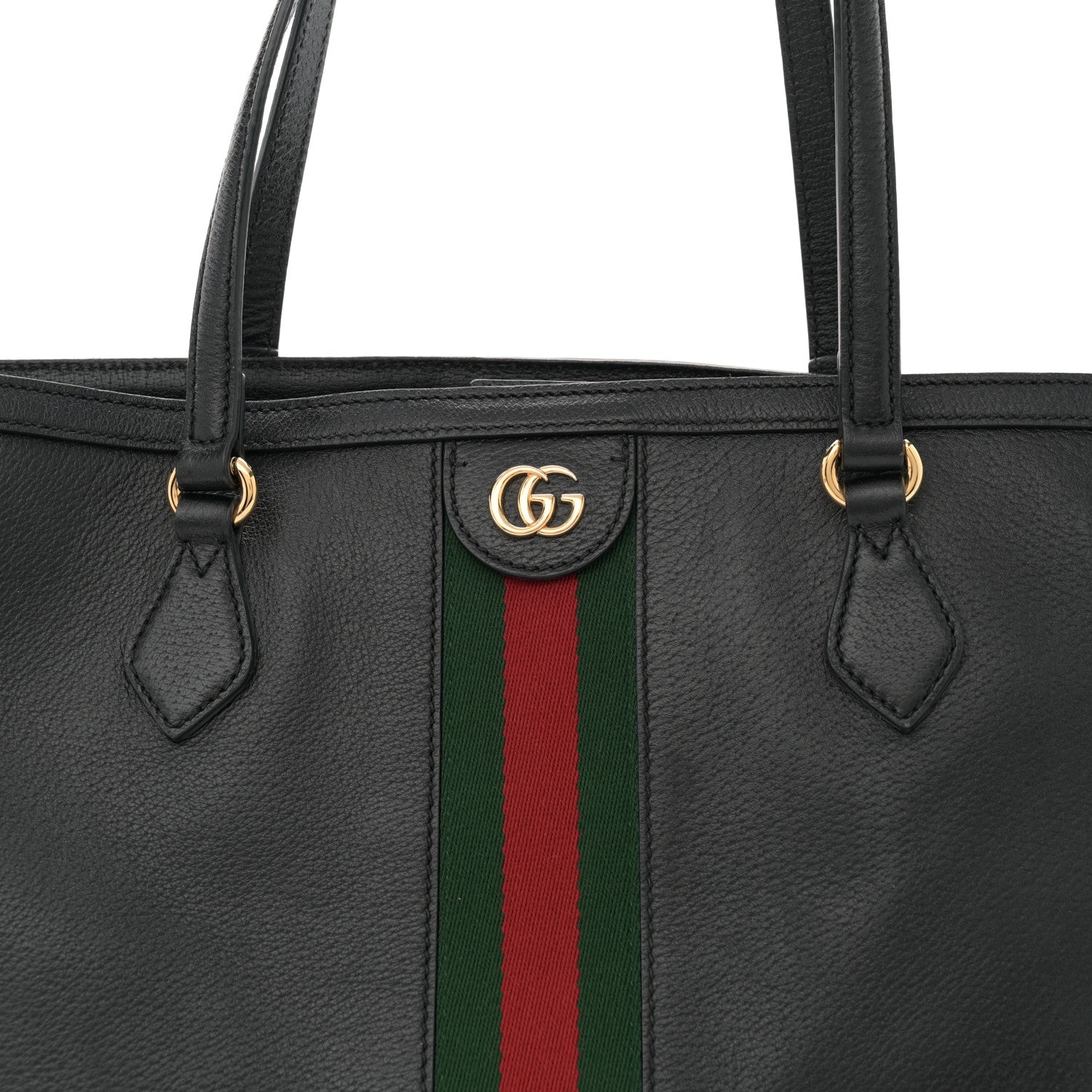 Gucci Textured Calfskin Web Medium Ophidia Shopping Tote Black 8 of 15