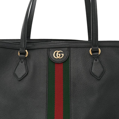 Gucci Textured Calfskin Web Medium Ophidia Shopping Tote Black 8 of 15