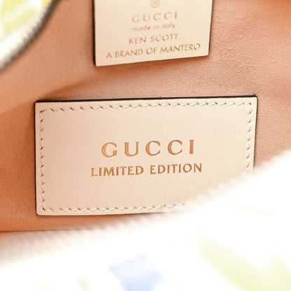 Gucci X KEN SCOTT Calfskin Matelasse Floral Print Small GG Marmont Chain Shoulder Bag Ivory Pink 6 of 17