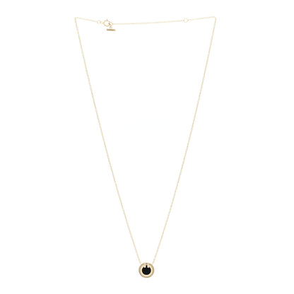 Tiffany 18K Yellow Gold Diamond Black Onyx Small T Circle Pendant Necklace 3 of 4