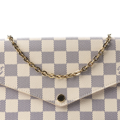 Louis Vuitton Damier Azur Pochette Felicie Chain Wallet Rose Ballerine 13 of 14