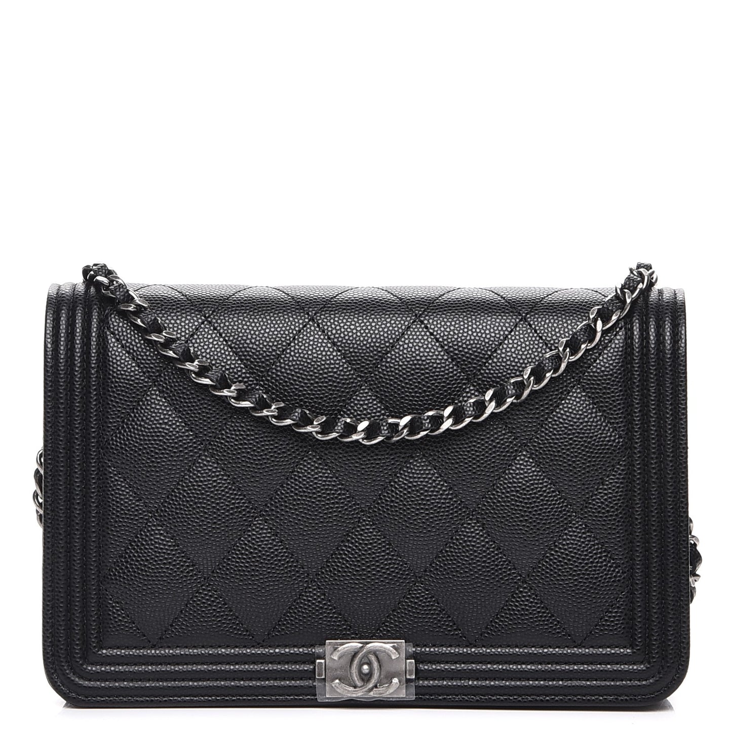 Caviar Quilted Boy Wallet On Chain WOC Black