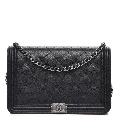 Chanel Caviar Quilted Boy Wallet On Chain WOC Black 1 of 8