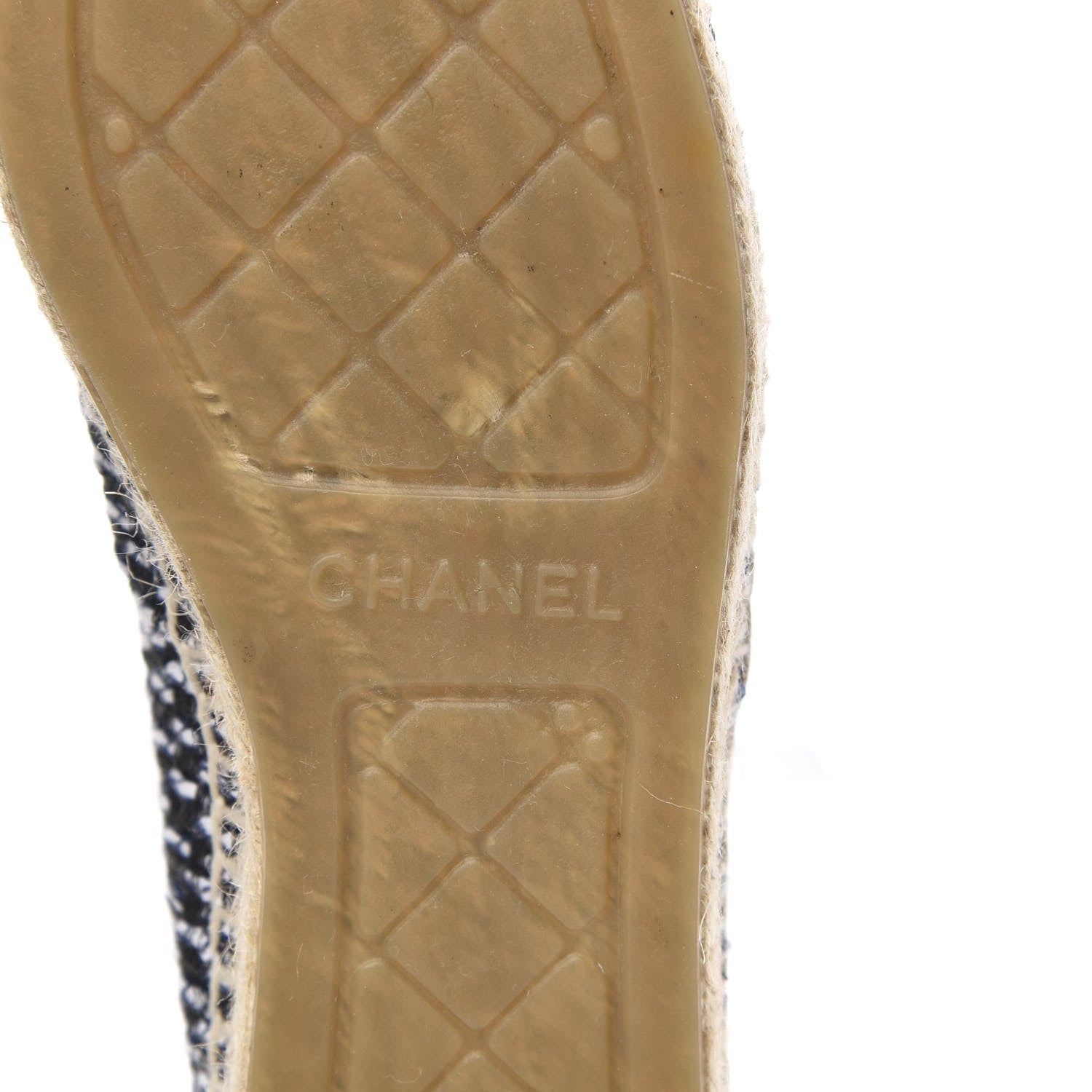 Chanel Tweed Grosgrain CC Espadrilles 37 Black Navy White 7 of 10