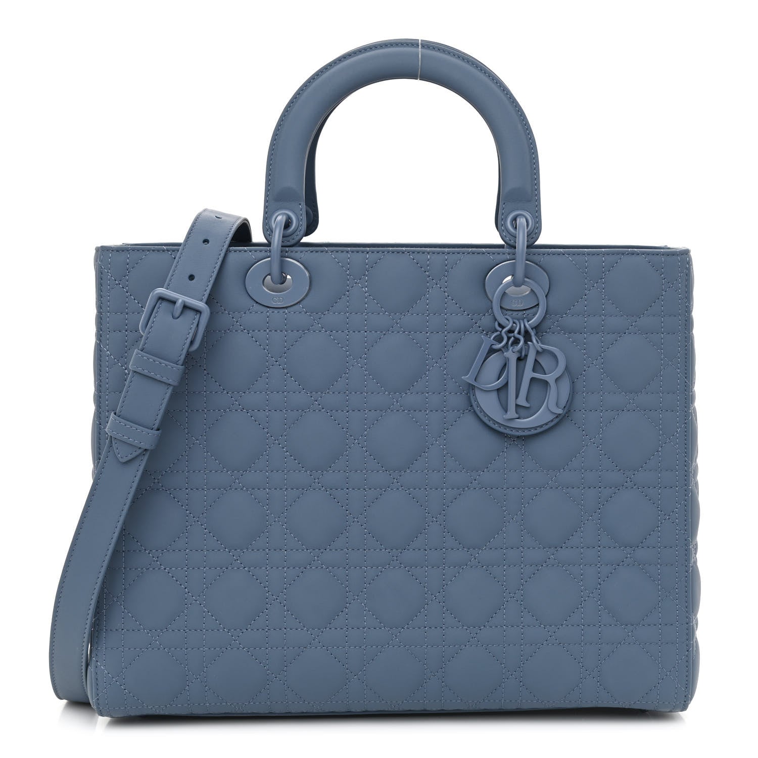 Christian Dior Ultra Matte Calfskin Cannage Large Lady Dior Denim Blue 1 of 9