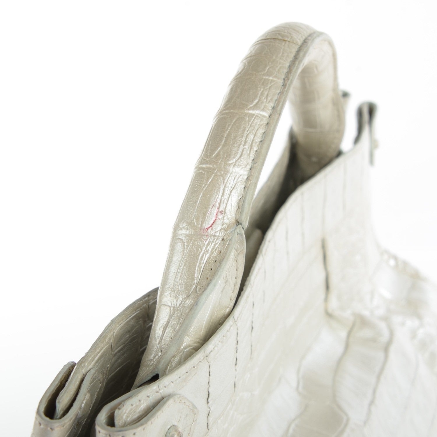 Nancy Gonzalez Crocodile Top Handle Bag Silver 2 of 11
