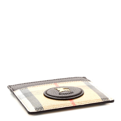 Burberry Grained Calfskin Jacquard Woven Vintage Check Highlands Card Case Sand 4 of 8