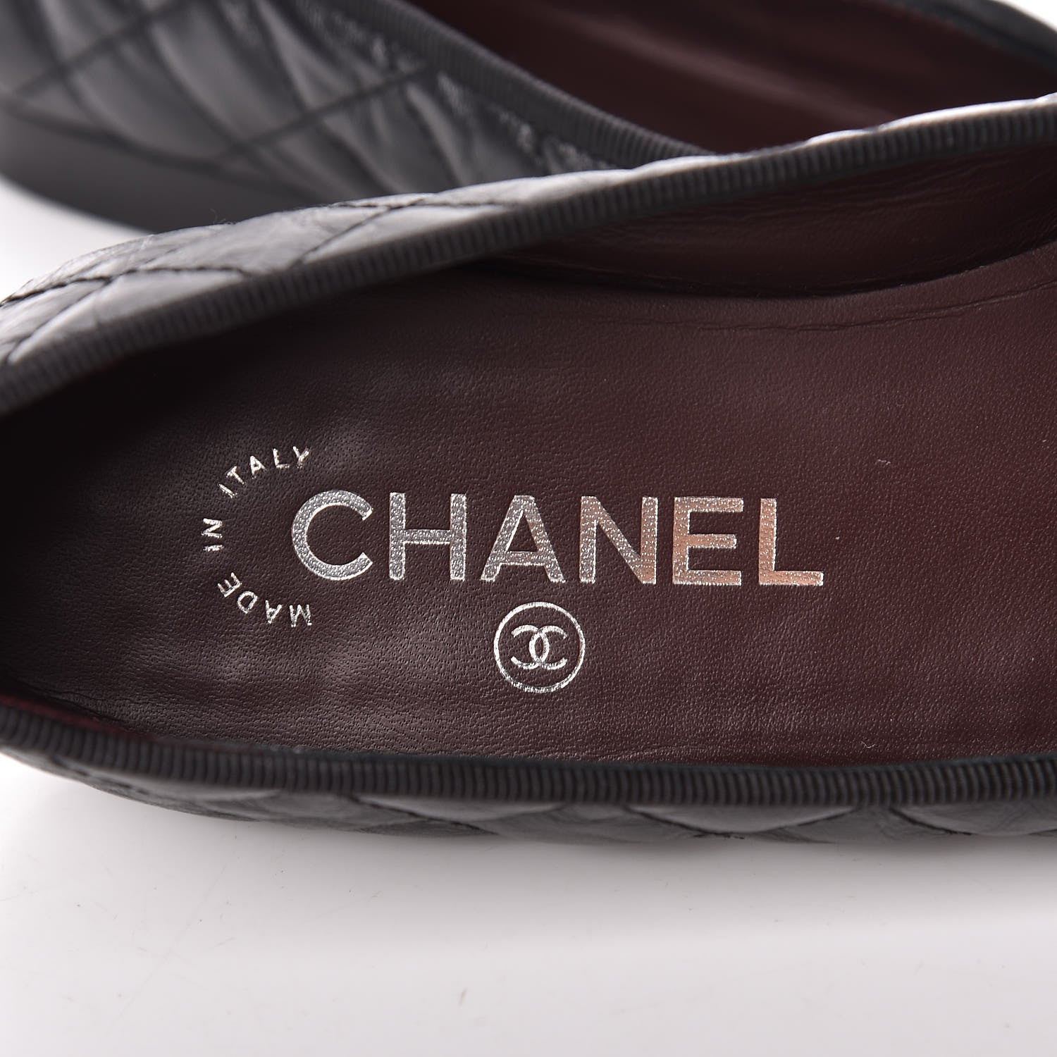 Chanel Aged Calfskin Quilted CC Cap Toe Ballerina Flats 36.5 Black 9 of 14