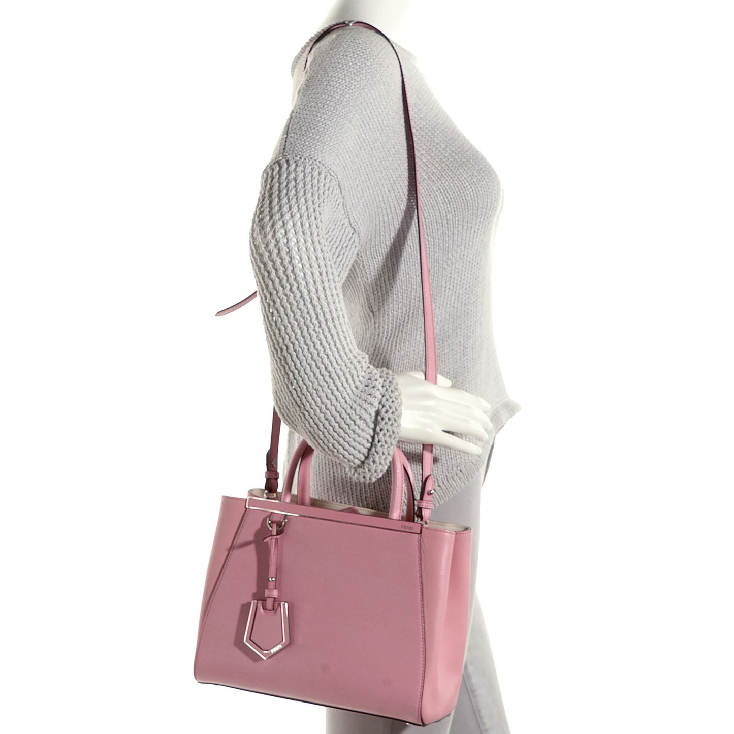 Vitello Elite Flamingo Mink Monster Charm Petite 2Jours Tote Pink Multicolor