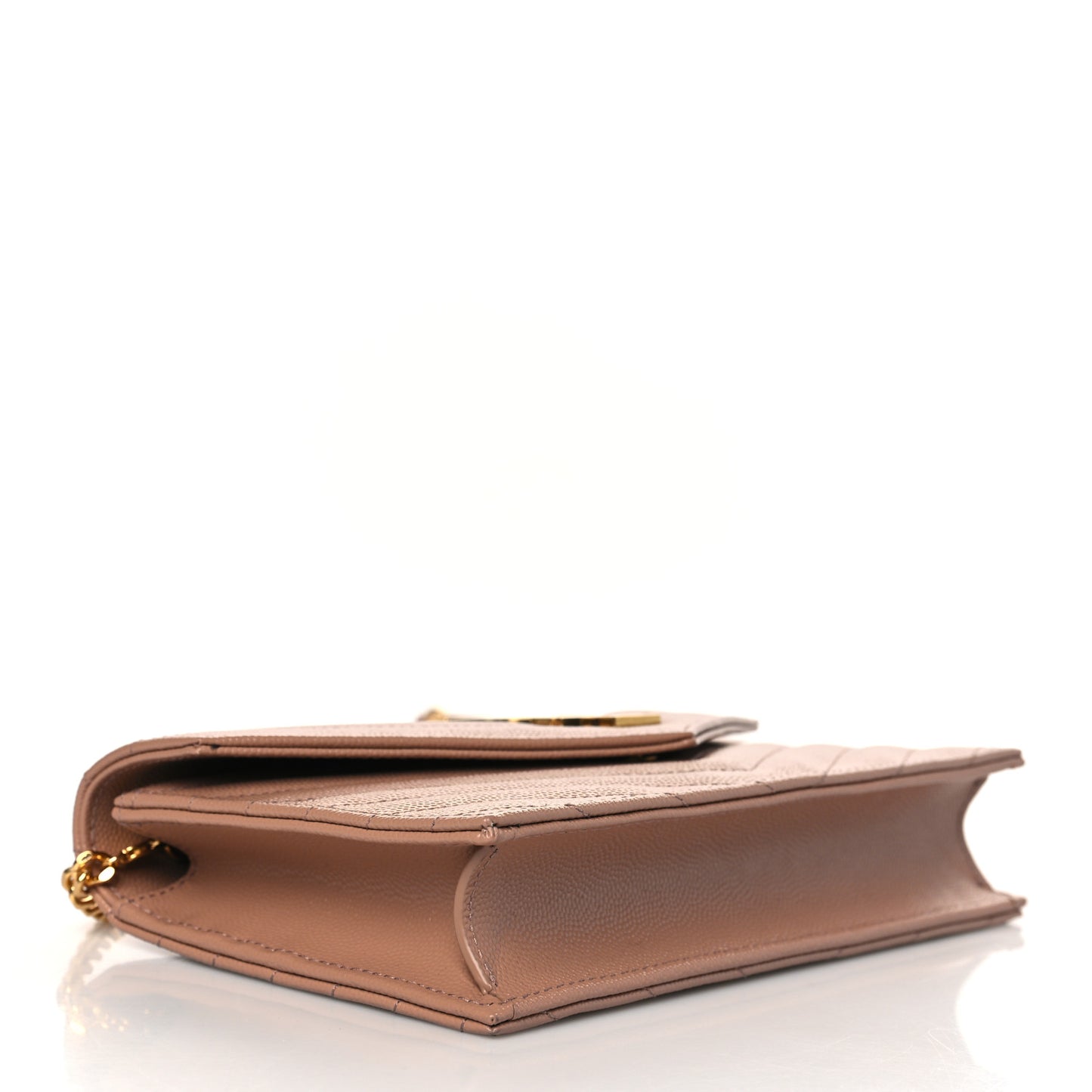 Grain De Poudre Matelasse Chevron Cassandre Envelope Chain Wallet Vintage Peach