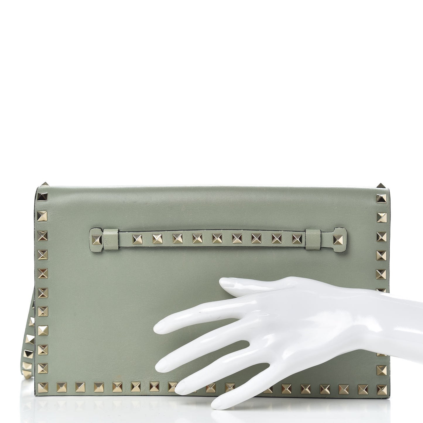 Nappa Rockstud Wristlet Clutch Green Tea Sorbet
