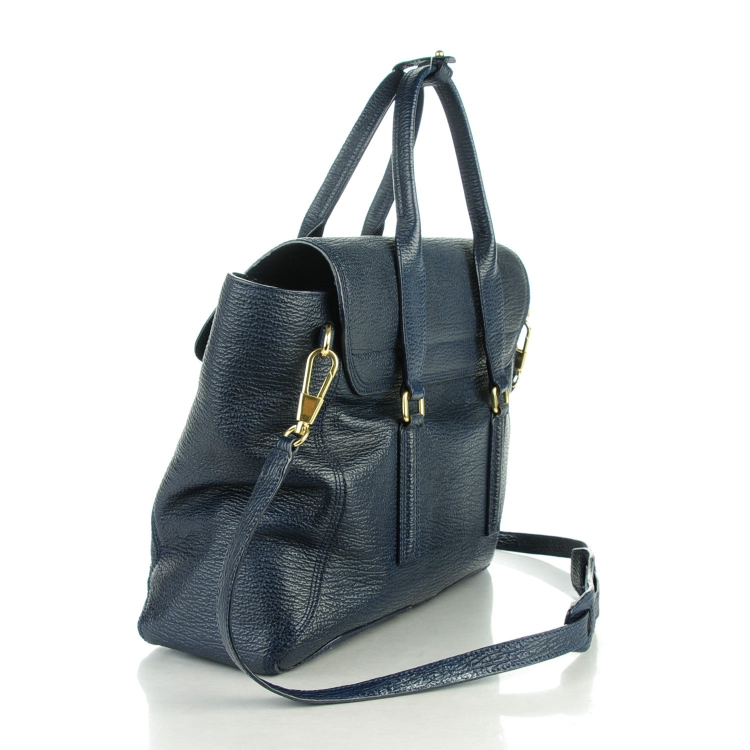 3.1 Phillip Lim 3.1 Textured Calfskin Large Pashli Satchel Ink 3 of 8