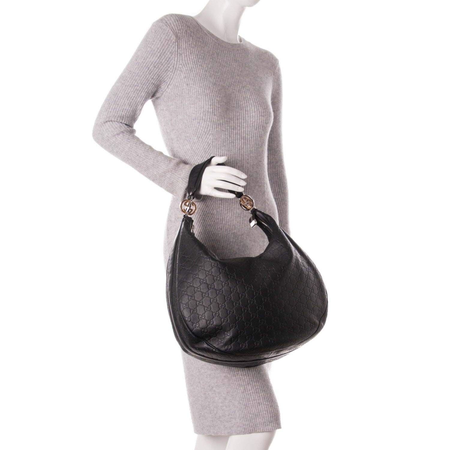 Gucci Guccissima Large GG Twins Hobo Black 2 of 7
