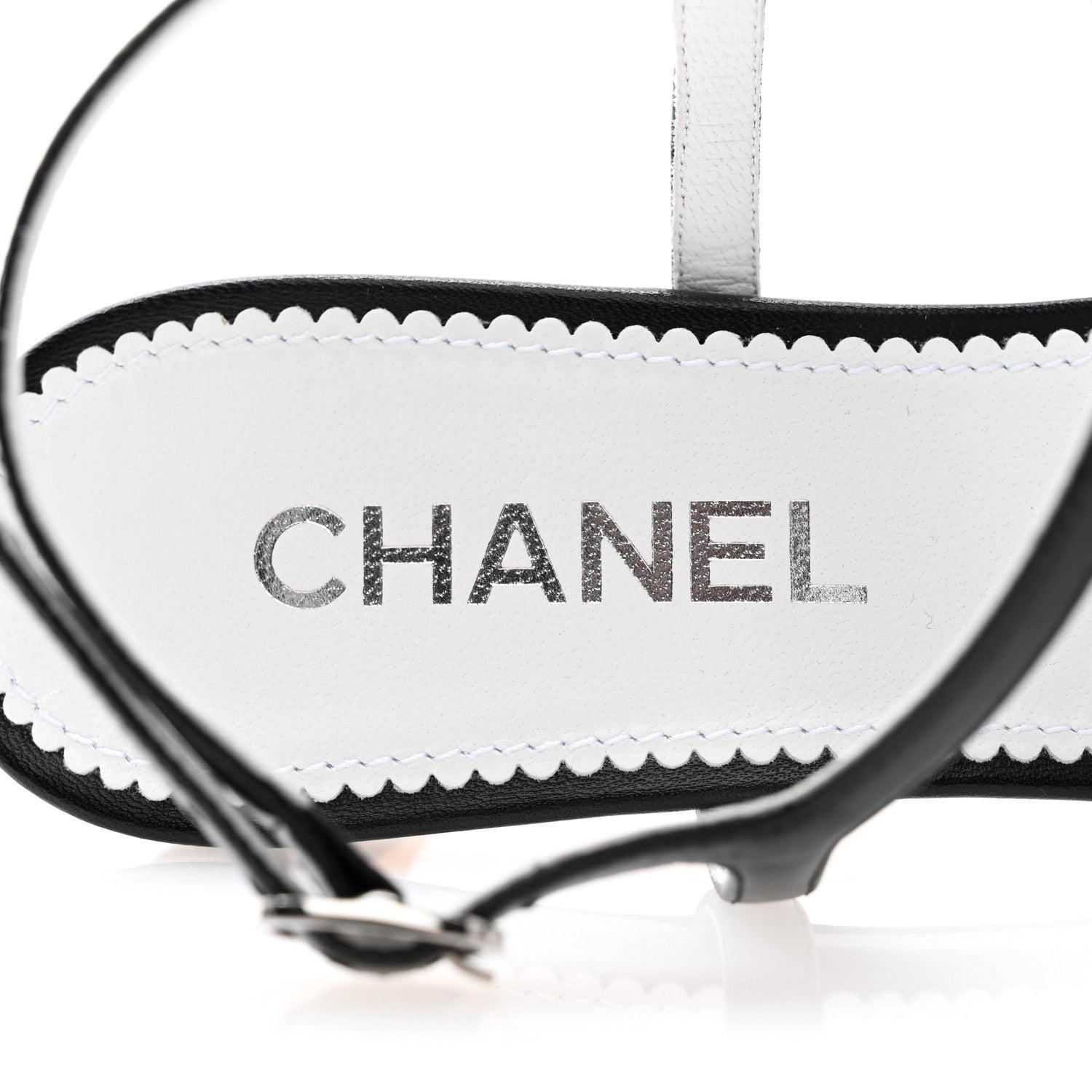 Chanel Lambskin Crystal CC Chain Sandals 38.5 Black 6 of 8
