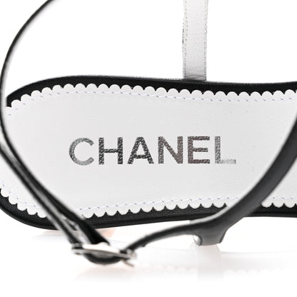 Chanel Lambskin Crystal CC Chain Sandals 38.5 Black 6 of 8