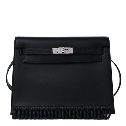 Hermes Swift Kelly Danse Anate Fringed Belt Bag Black 3 of 13