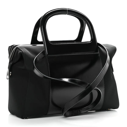 Salvatore Ferragamo Calfskin Canvas Top Handle Bag Black 3 of 10