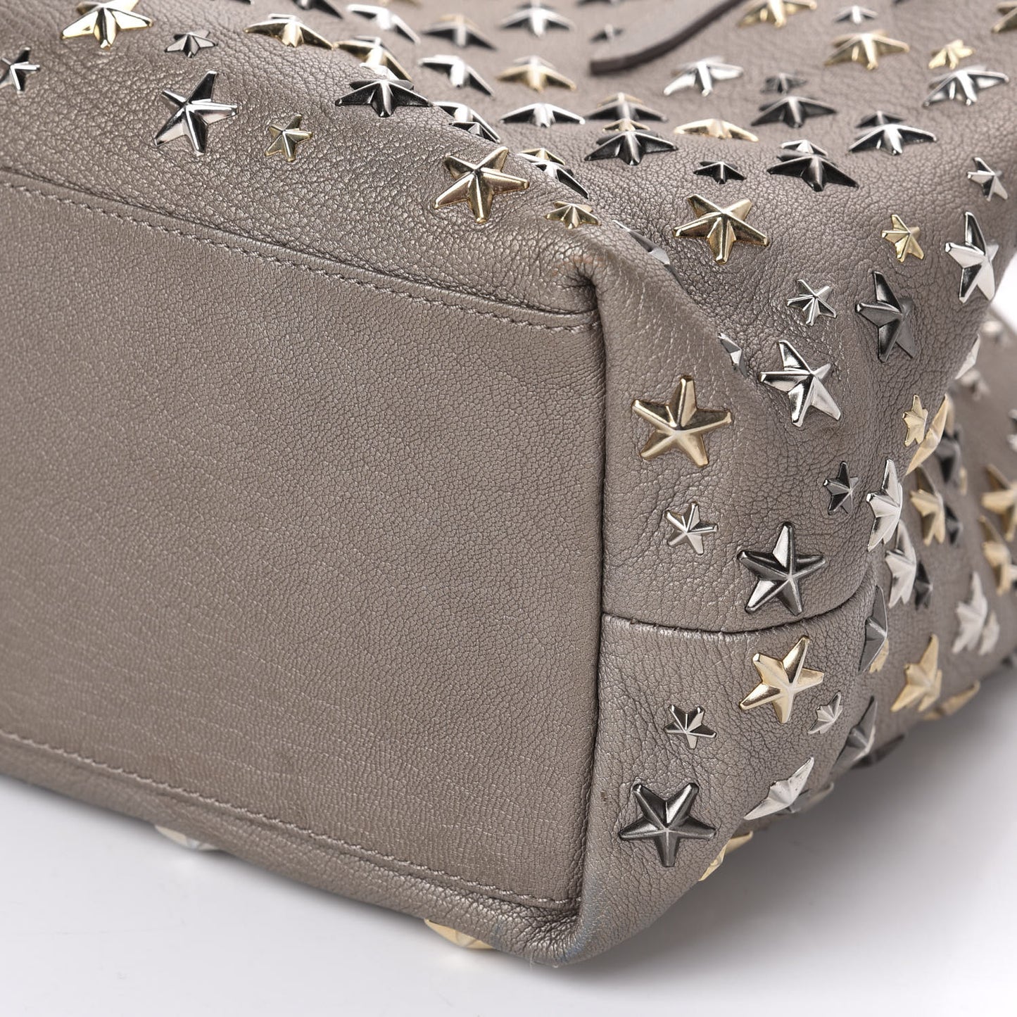 Metallic Calfskin Small Sofia Star Studded Tote Grey
